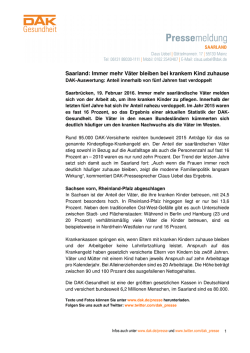Saarland: Immer mehr Väter bleiben bei krankem Kind zuhause (pdf