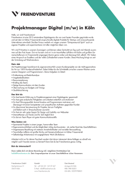Projektmanager Digital (m/w) in Köln