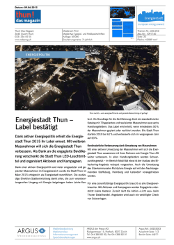 Energiestadt Thun - Label bestätigt» 09.06.2015, thun!