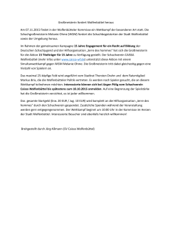 Großmeisterin fordert Wolfenbüttel heraus Am 07.11.2015 findet in
