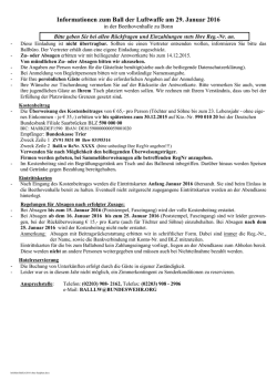 Informationen zum Ball der Luftwaffe am 29. Januar 2016