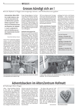 Grosses kündigt sich an ! Adventsbacken im AltersZentrum Hofmatt
