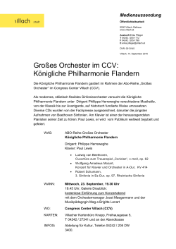 Großes Orchester im CCV: Königliche Philharmonie Flandern