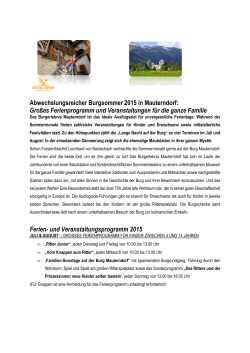 Abwechslungsreicher Burgsommer 2015 in Mauterndorf: Großes