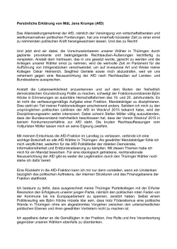 Persönliche Erklärung von MdL Jens Krumpe (AfD)