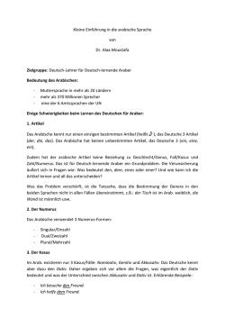 Kleine Einführung ins Arabische – Dr. Moustafa