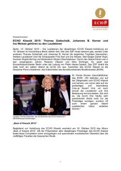 ECHO Klassik 2015: Thomas Gottschalk, Johannes B. Kerner und