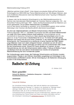Mädchenaktionstag Freiburg 2015 „Mädchen gehören hinter`s Brett