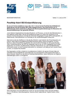 ISO-Zertifizierung ParaHelp - Schweizer Paraplegiker