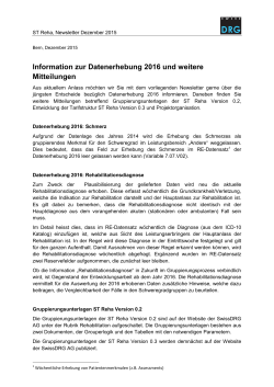 Information zur Datenerhebung 2016 und weitere