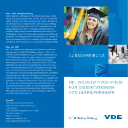Dr. Wilhelmy-VDE-Preis für Dissertationen von Ingenieurinnen