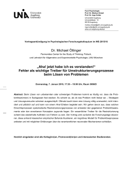 Dr. Michael &Ouml;llinger &bdquo;Aha! jetzt habe ich es verstanden!&ldquo; Fehler als