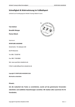 Lehrbrief Athletik Schnelligkeit Fußball