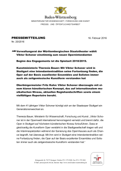 pressemitteilung - Die Staatstheater Stuttgart