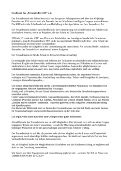 Gru&szlig;wort der &bdquo;Freunde der IGH&ldquo; - Internationale Gesamtschule