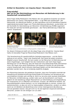 Artikel im Newsletter von Impulse Basel / November 2015 Frag