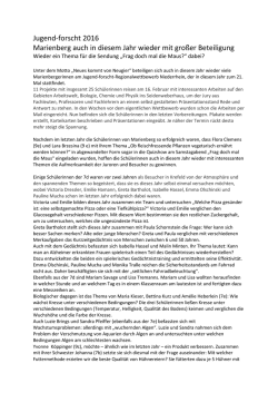 Jugend-forscht 2016 Marienberg auch in diesem Jahr wieder mit