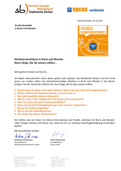 Glasfaseranschl&uuml;sse in Burlo und Weseke Neun