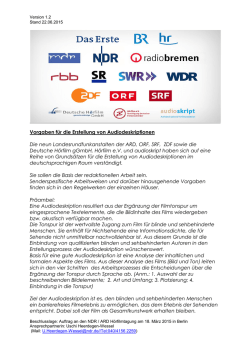 Vorgaben f&uuml;r die Erstellung von Audiodeskriptionen Die neun
