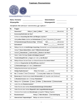 Fragebogen Anamnese Rheumatologie