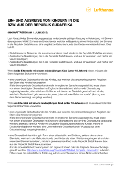 ein- und ausreise von kindern in die bzw. aus der