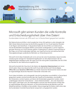 Microsoft gibt seinen Kunden die volle Kontrolle und