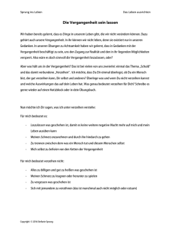 Die Vergangenheit sein lassen