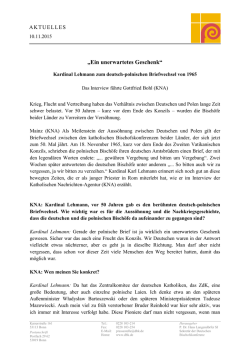 Ein unerwartetes Geschenk - Deutsche Bischofskonferenz