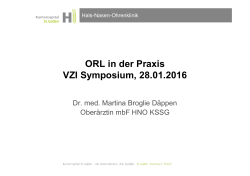 ORL in der Praxis VZI Symposium, 28.01.2016