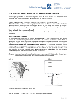 durchf&uuml;hrung von haaranalysen auf drogen und medikamente