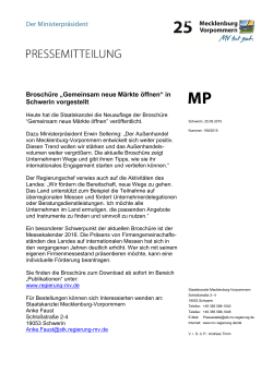 Broschüre „Gemeinsam neue Märkte öffnen“ in Schwerin vorgestellt
