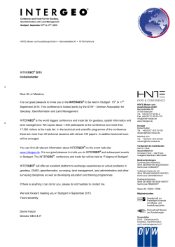 INTERGEO&reg; 2015 Invitationletter Dear Sir or Madame, It is our great