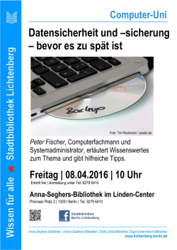 Datensicherheit und –sicherung – bevor es zu spät ist