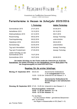 Ferientermine in Hessen im Schuljahr 2015/2016