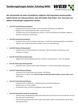 Sonderregelungen letzter Schultag NRW - Weser-Egge-Bus