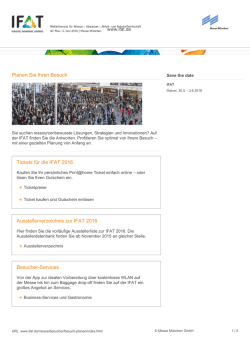 Planen Sie Ihren Besuch Tickets für die IFAT 2016