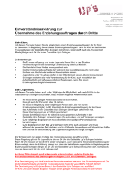 Einverständniserklärung zur Übernahme des Erziehungsauftrages