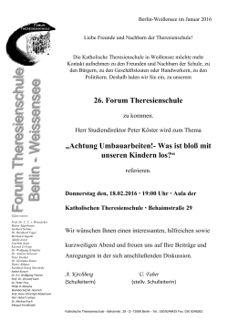 26. Forum Theresienschule „Achtung Umbauarbeiten!
