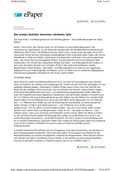 Die ersten Schüler kommen nächstes Jahr