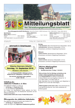 Mitteilungsblatt Nr. 18/2015 vom 04.09.2015