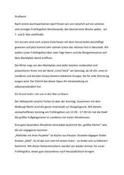 Grusswort zum Fr&uuml;hlingsfest - Werbegemeinschaft NEA