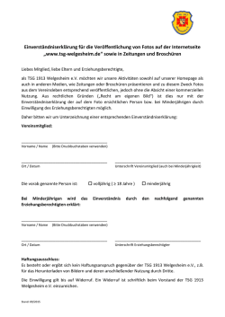 Einverständniserklärung für die Veröffentlichung von Fotos auf der