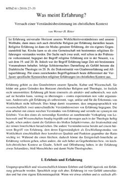 Was meint Erfahrung? Versuch einer Verständigung im christlichen