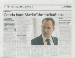 "Conda baut Marktführerschaft aus", Wirtschaftsblatt, 20.01.2016