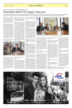 Edelmetalle bleiben f&uuml;r Anleger interessant