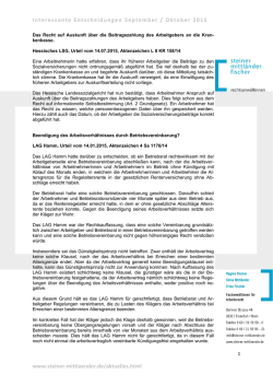 Interessant Entscheidungen im Newsletter Oktober 2010