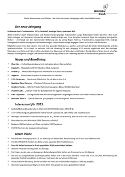 Der neue Jahrgang Neues und Bewährtes: Interessant für 2015