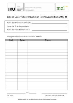 Eigene Unterrichtsversuche im Intensivpraktikum