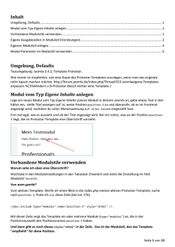 Inhalt Umgebung, Defaults Modul vom Typ Eigene Inhalte anlegen