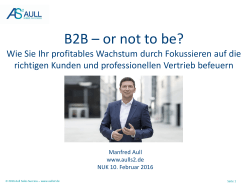 B2B - or not to be? - NUK Neues Unternehmertum Rheinland